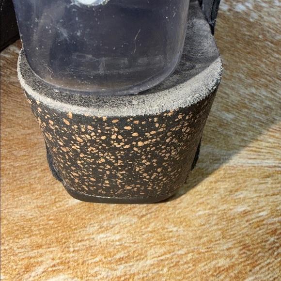 Dansko Susie Black Wedge Sandals Nubuck Leather EUC sz EU 37 Slip-On Comfort - Picture 6 of 11